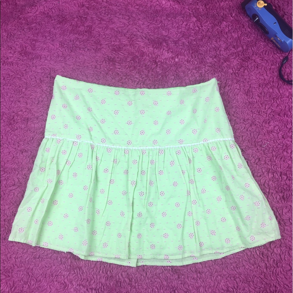 Lilly Pulitzer Pink and Green Gathered Skirt 10