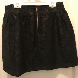 Black Circle Skirt with Exposed Zipper