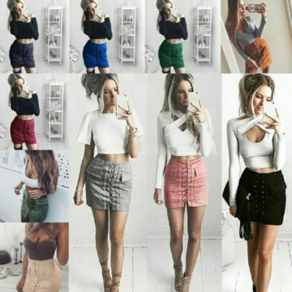 Laced Up Suede Skirt