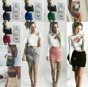 Laced Up Suede Skirt