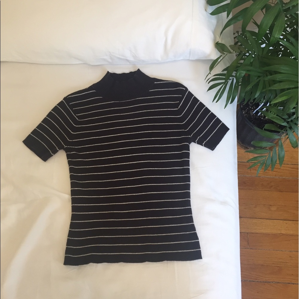 90s Throwback Petite Striped Mock Neck