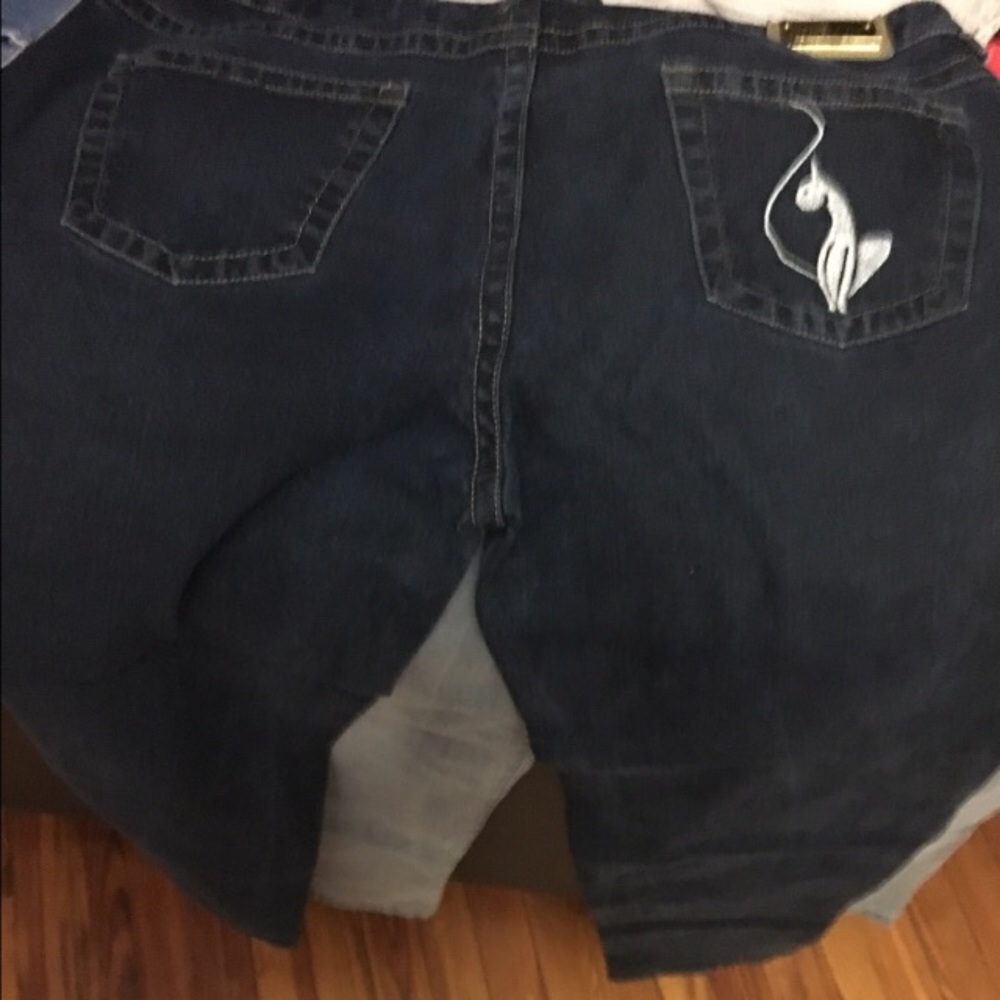 BABYPHAT Black Straight Leg Jeans W/Silver Kitten