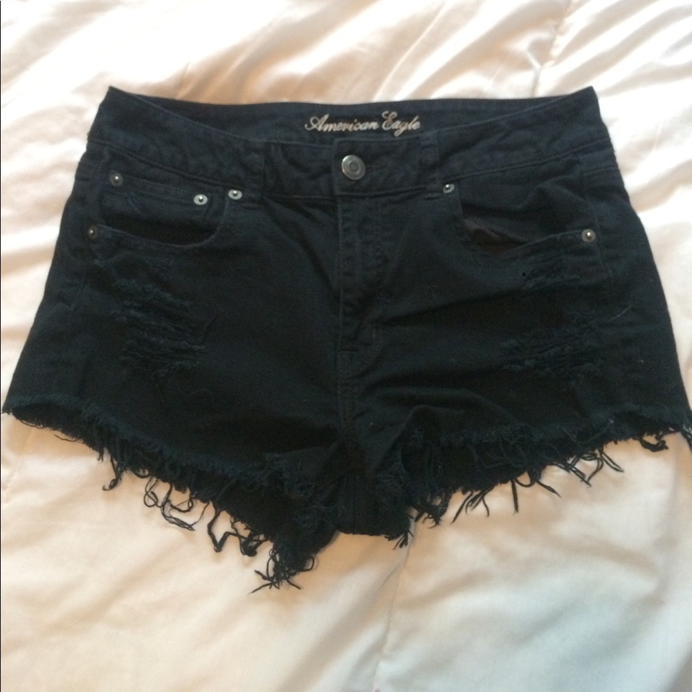 American eagle black festival high rise shorties