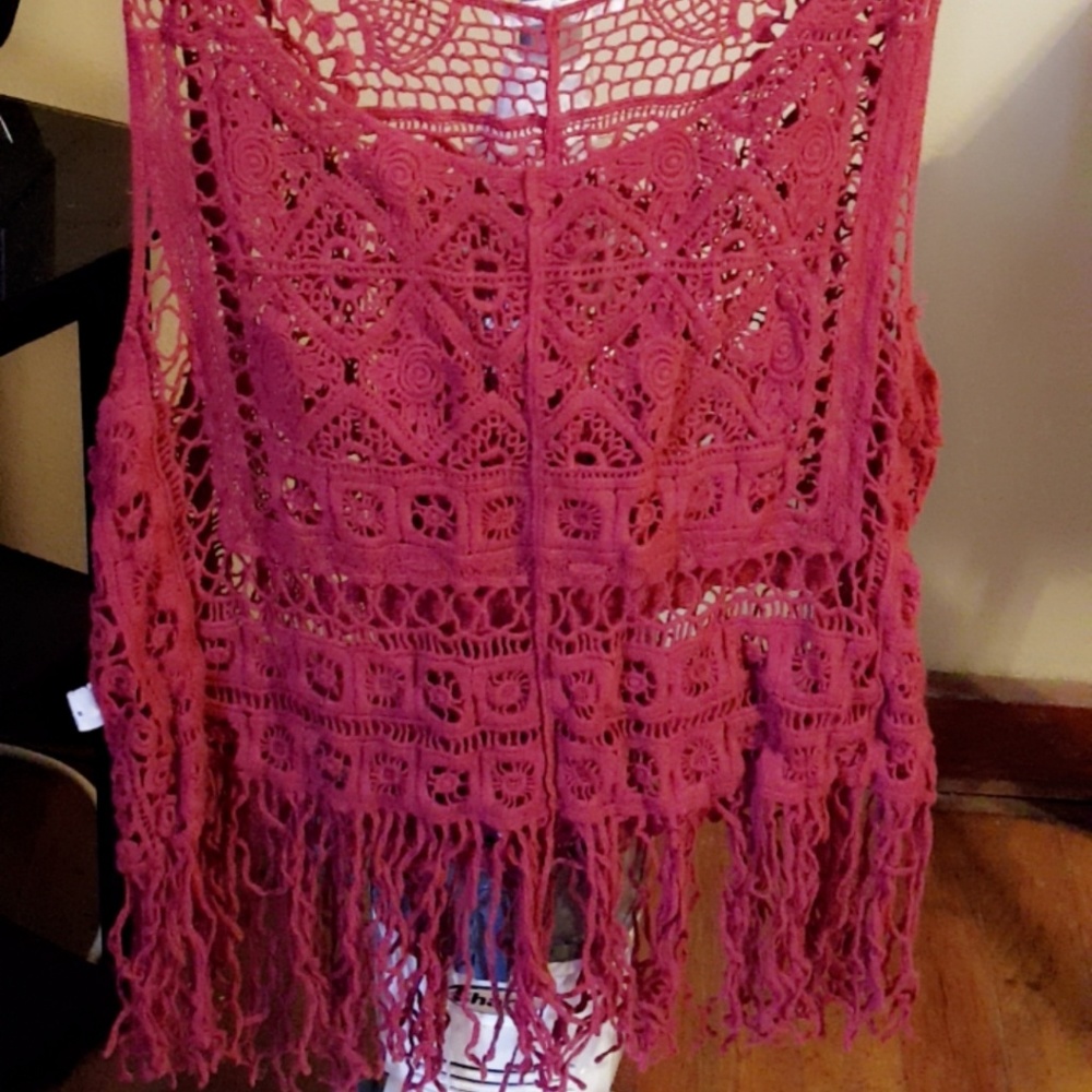Red crochet top