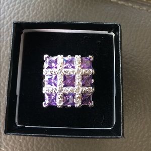 Amethyst and diamond cocktail ring
