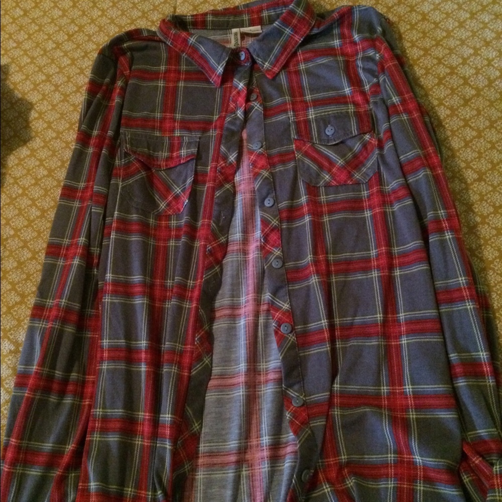 Red plaid button up brand new not used