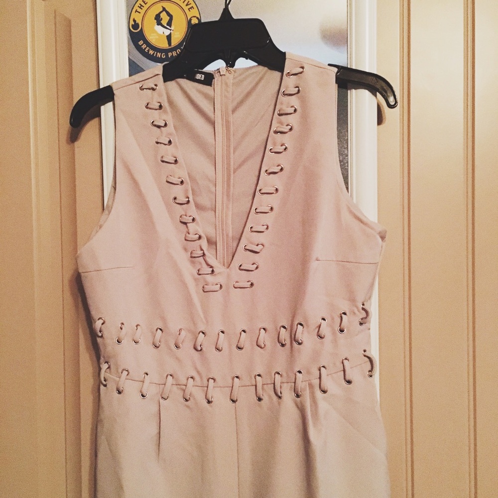 NWT Taupe Plunge Jumpsuit