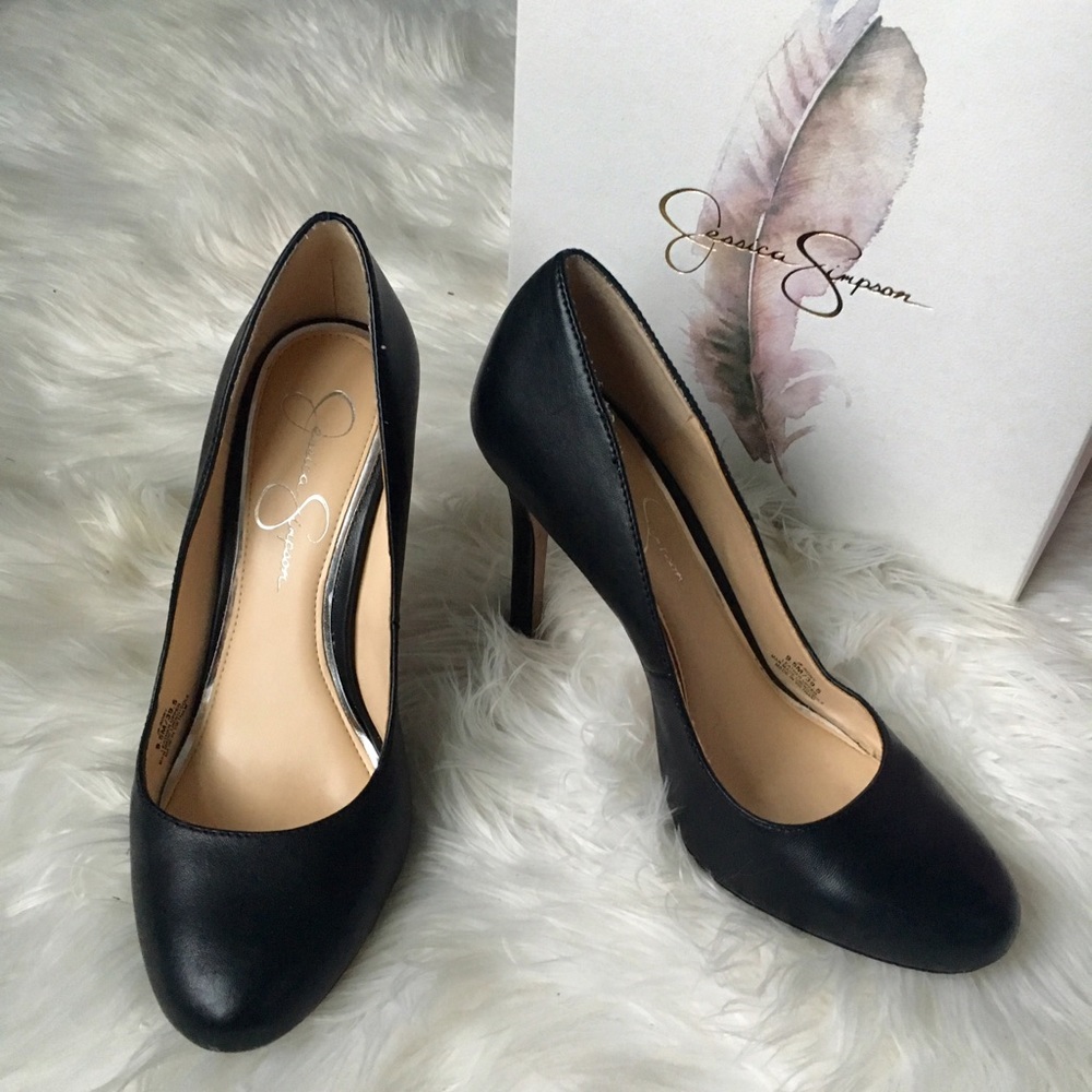 Jessica Simpson Rony Black Leather Heels