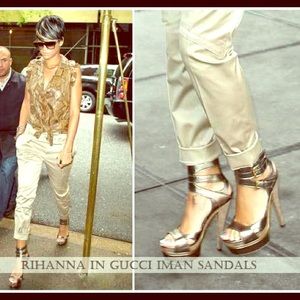 GUCCI Iman platform sandals, silver & gold sz 36 6