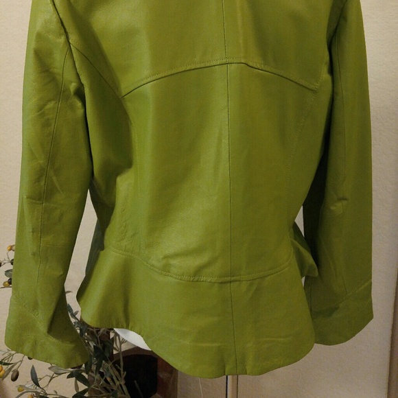 Spring Green Peplum Leather Jacket - Picture 3 of 6
