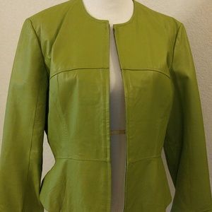 Spring Green Peplum Leather Jacket