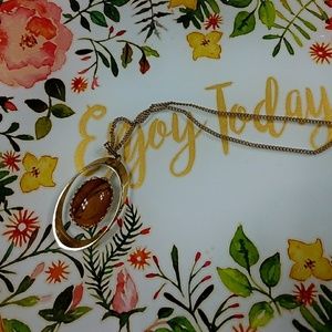 Vintage tiger eye and gold necklace
