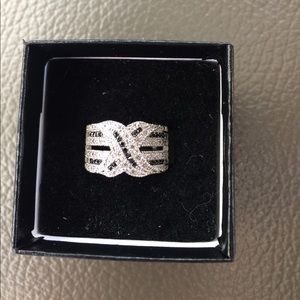 Lab created onyx and diamond ring