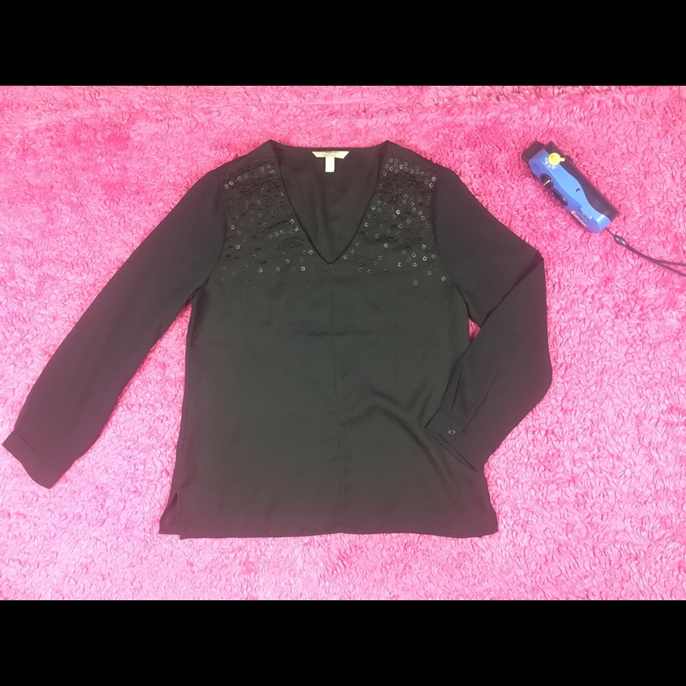 Banana Republic Womens Blouse Embellished Black S