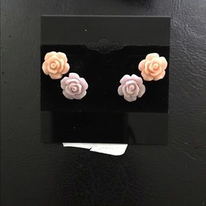 Pastel Pink & Purple Rose Studs