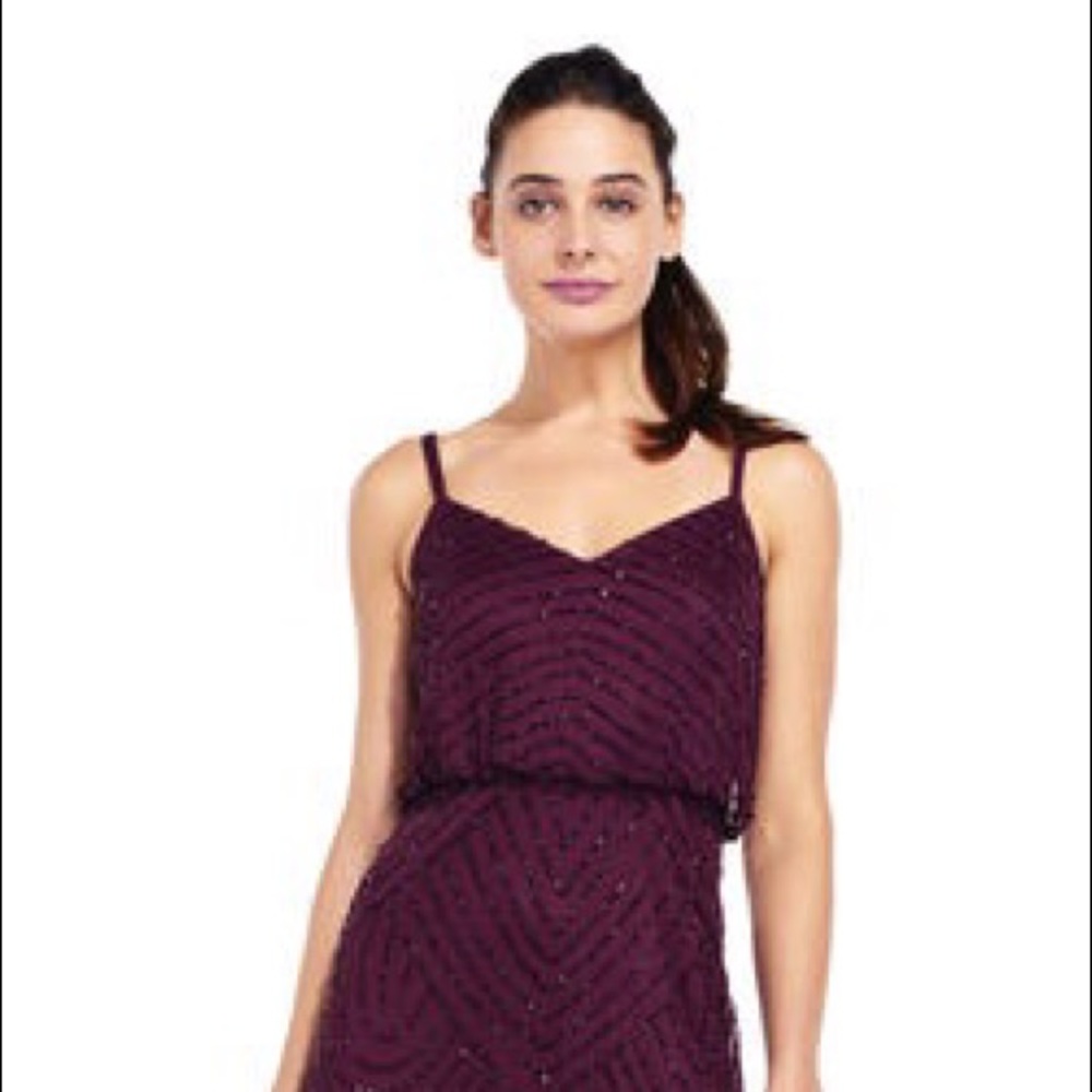 Adrianna Papell Blouson Gown in Cassis