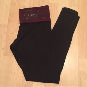 Black PINK Brand Yoga Pants with Burgundy Band