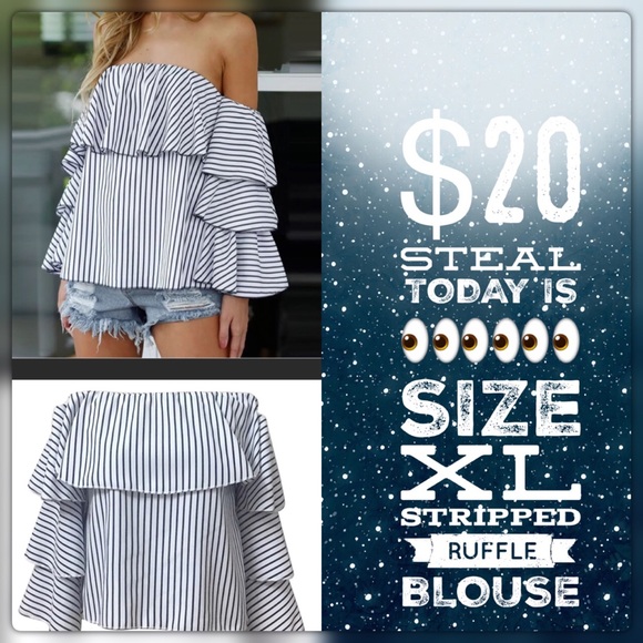 @roedarryl Tops - Long Sleeved Ruffles Off Shoulder Blouse
