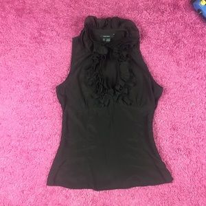 Zara Basic Silk Blend Blouse Ruffled Collar Medium