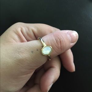 Gold Plated Opal Inspired Rhinestone Ring Size 8