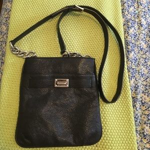 MICHAEL KORS black leather crossbody bag