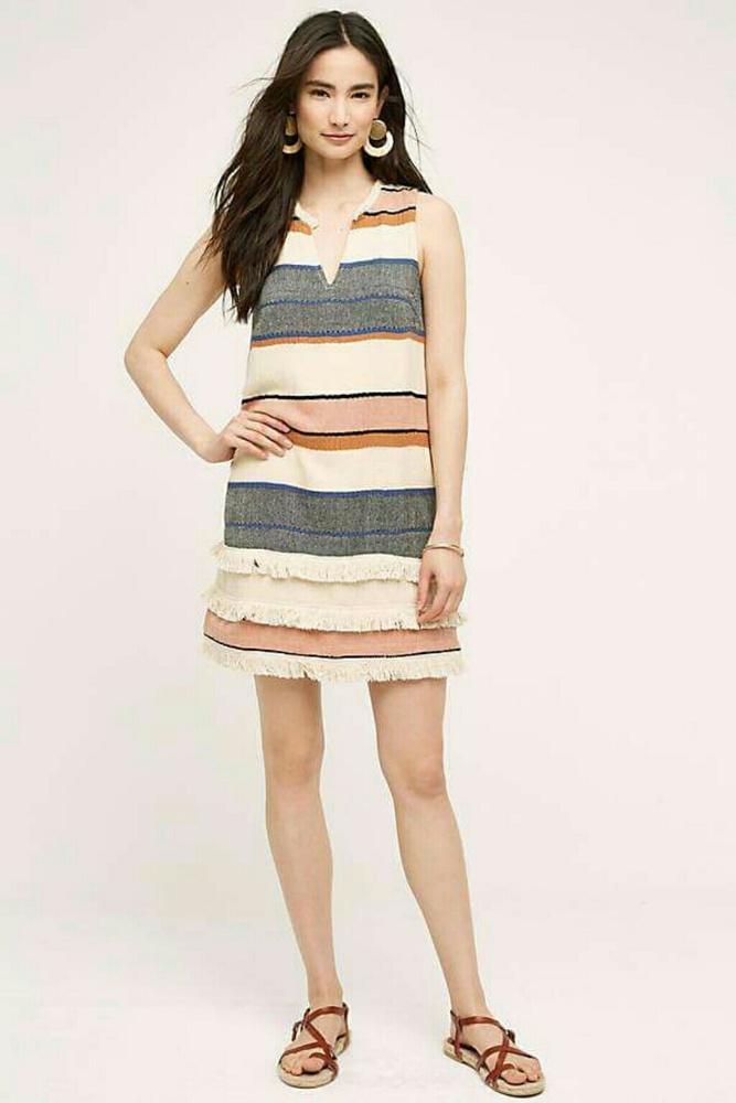 Holding Horses Fringed Striped Shift Dress size 12