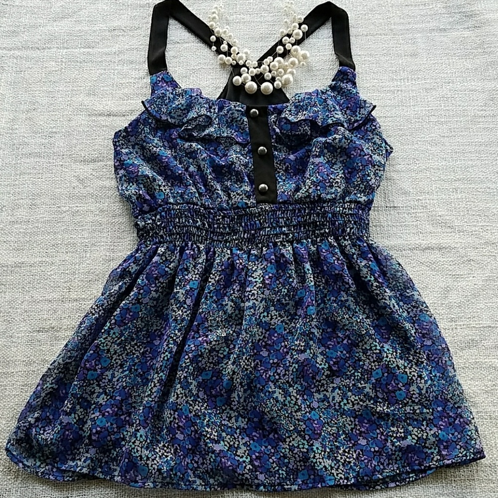 2 FOR $9🌼FOREVER 21 Floral Blue & Purple Tank