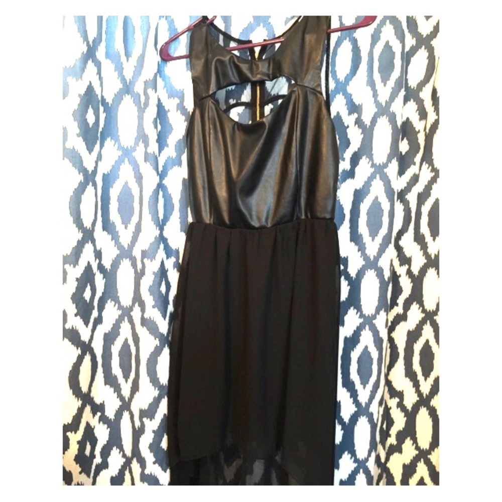 Leather top high low dress