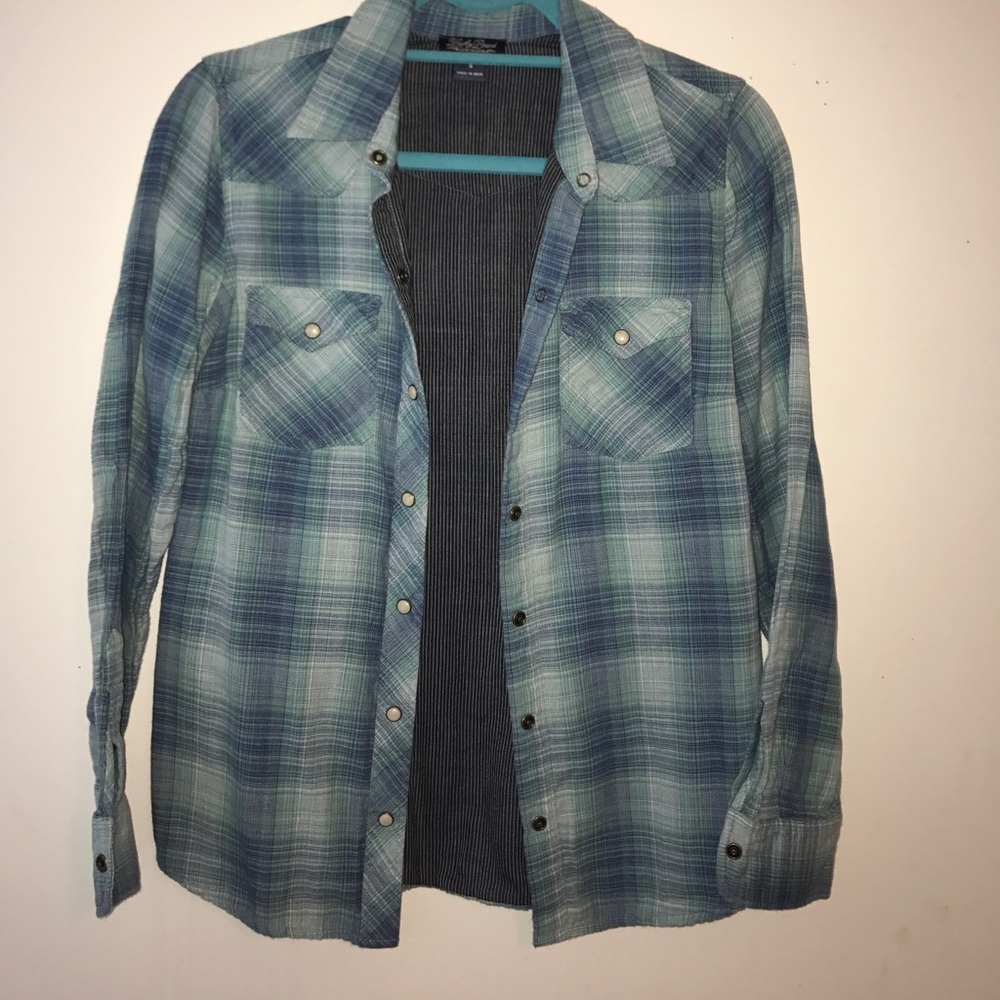 lucky brand teal flannel