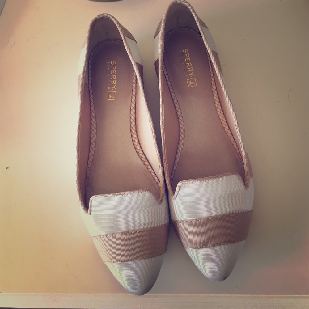 Sperry striped grosgrain ribbon flats