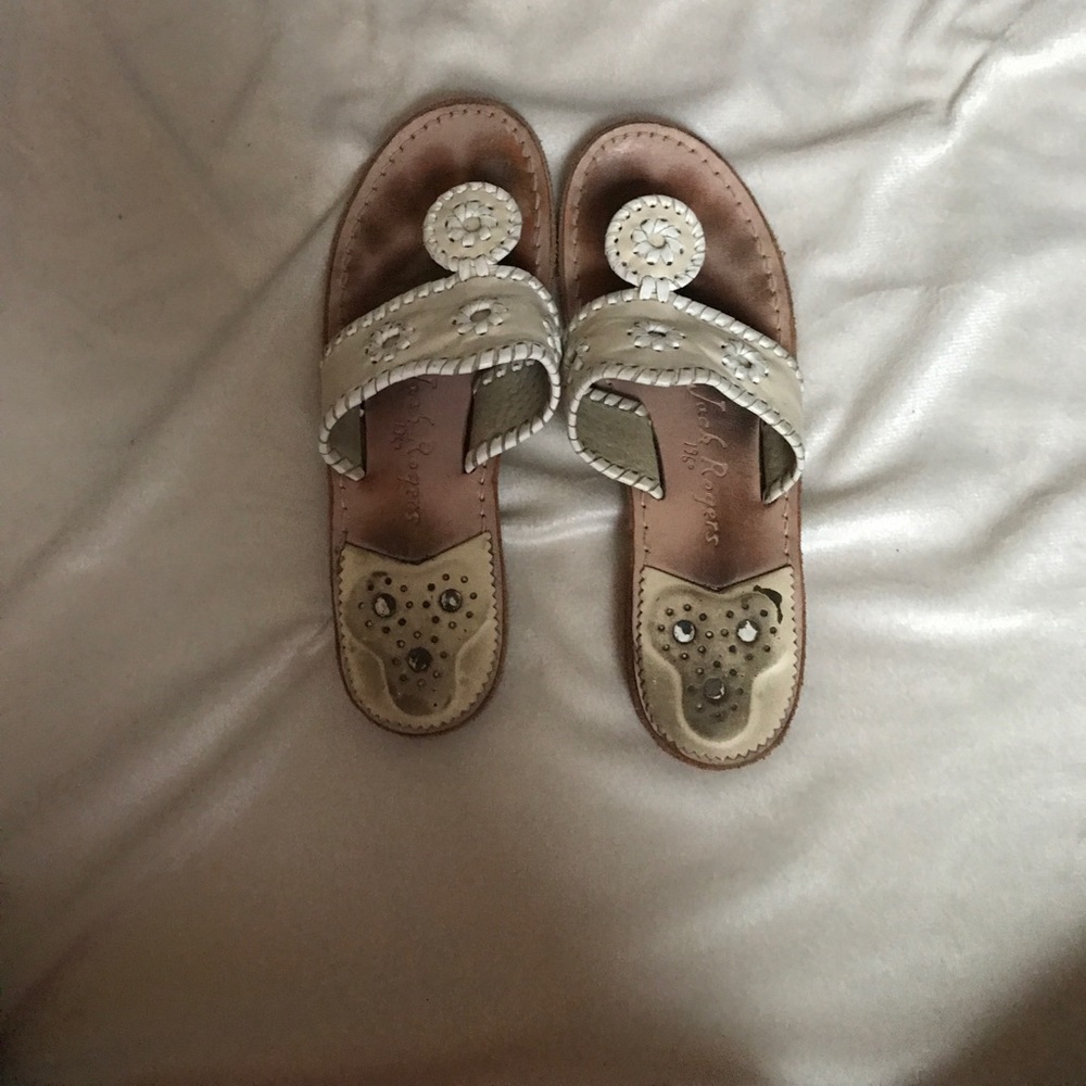 Bone and white color jack rogers