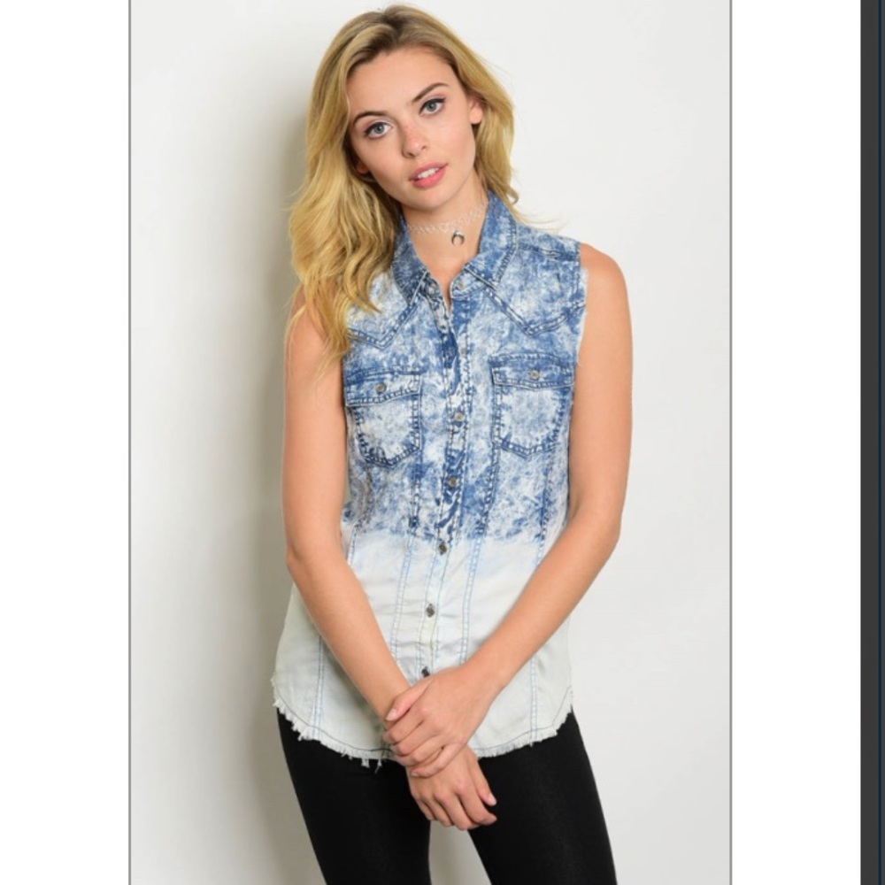 Denim Wash Tie-Dye Top - Picture 3 of 4