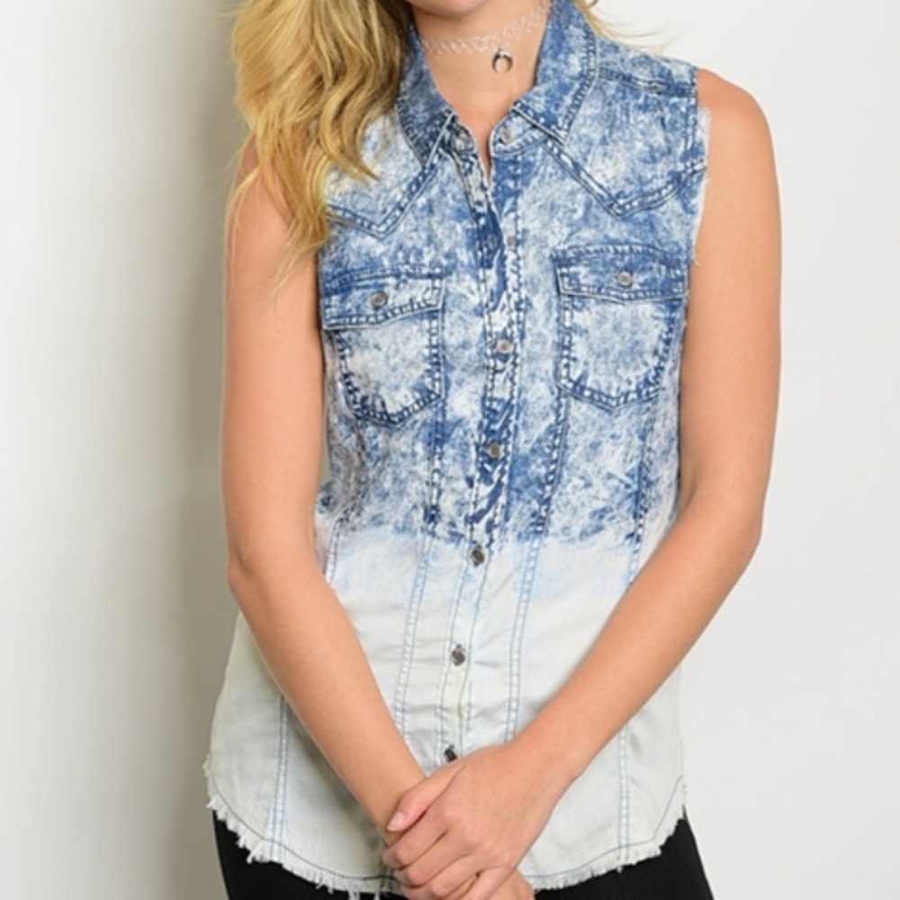 Denim Wash Tie-Dye Top - Picture 2 of 4