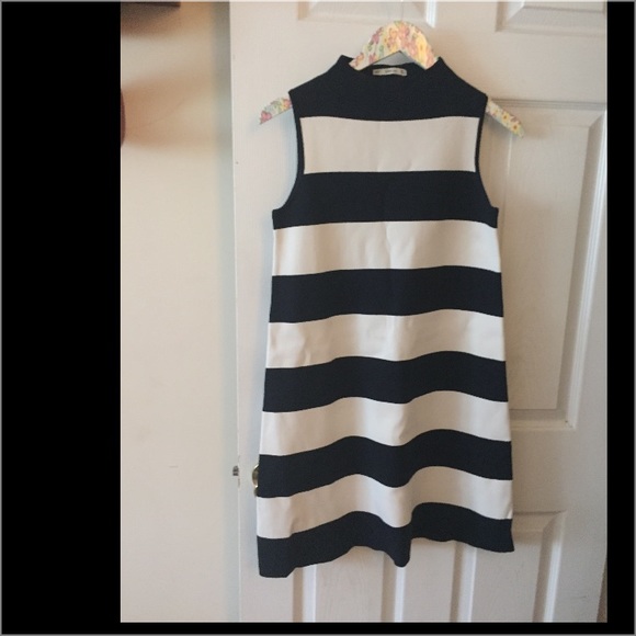 Zara KNIT Navy, Blue & White Dress - Picture 3 of 5