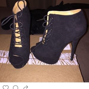 Black ankle lace booties.... worn once