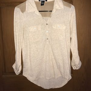 Brown blouse with mesh top