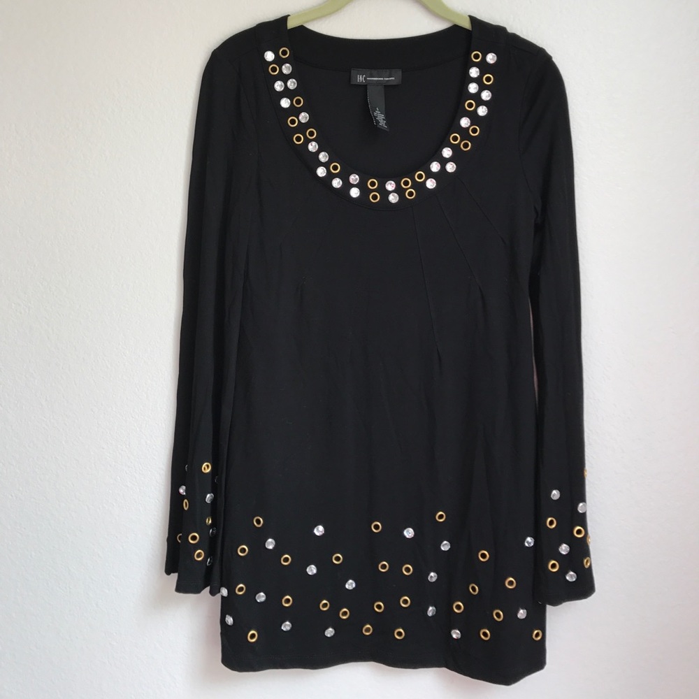 INC Black tunic long sleeve top