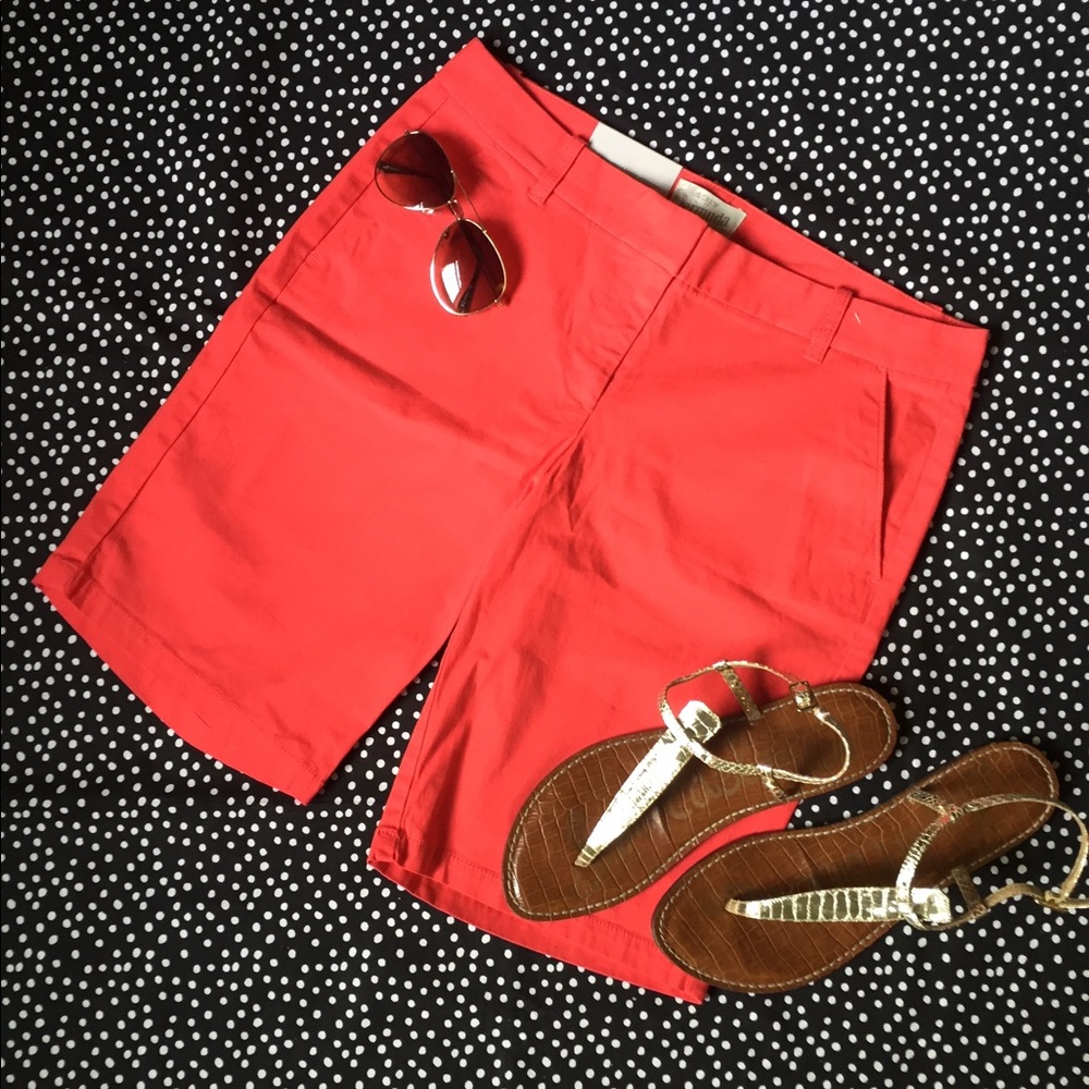 {J. Crew} Coral Bermuda Shorts with 10" Inseam
