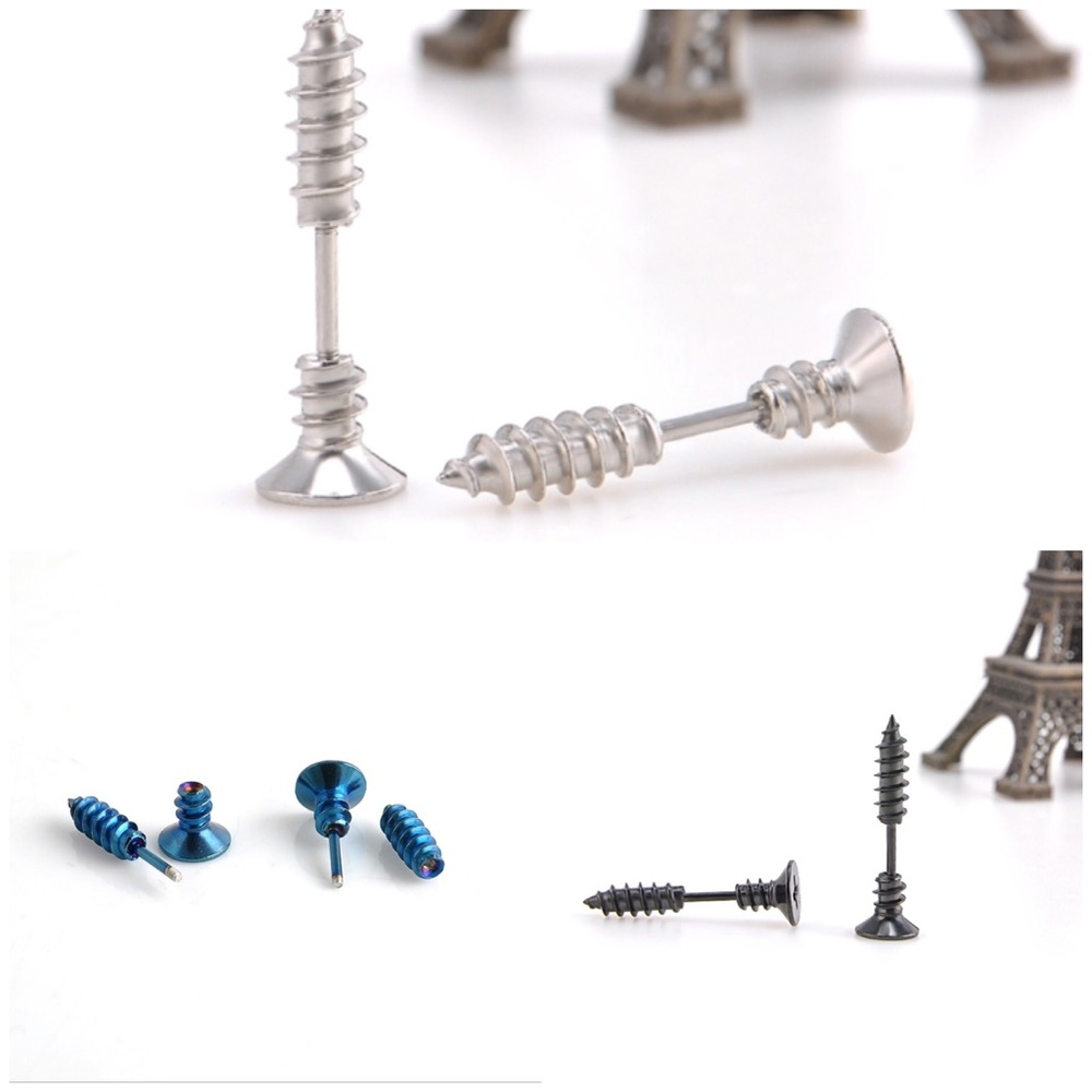 Punk Screw Unisex Biker Earring for Women or Men - Picture 3 of 8