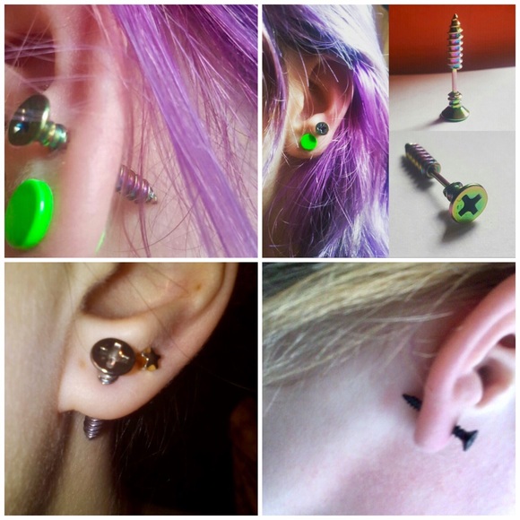 Punk Screw Unisex Biker Earring for Women or Men - Picture 5 of 8