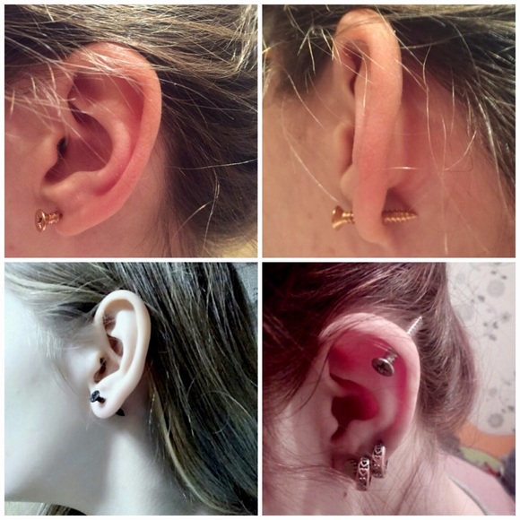 Punk Screw Unisex Biker Earring for Women or Men - Picture 6 of 8