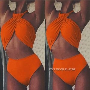 Must Go!!Tangerine Halter Swim