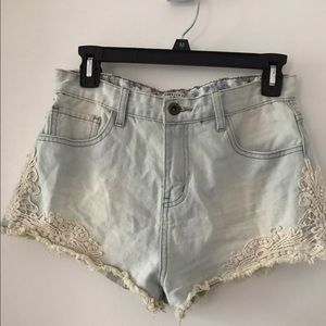 Forever 21 high waisted shorts with crochet detail
