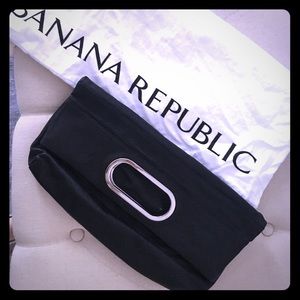 Banana republic, black leather clutch