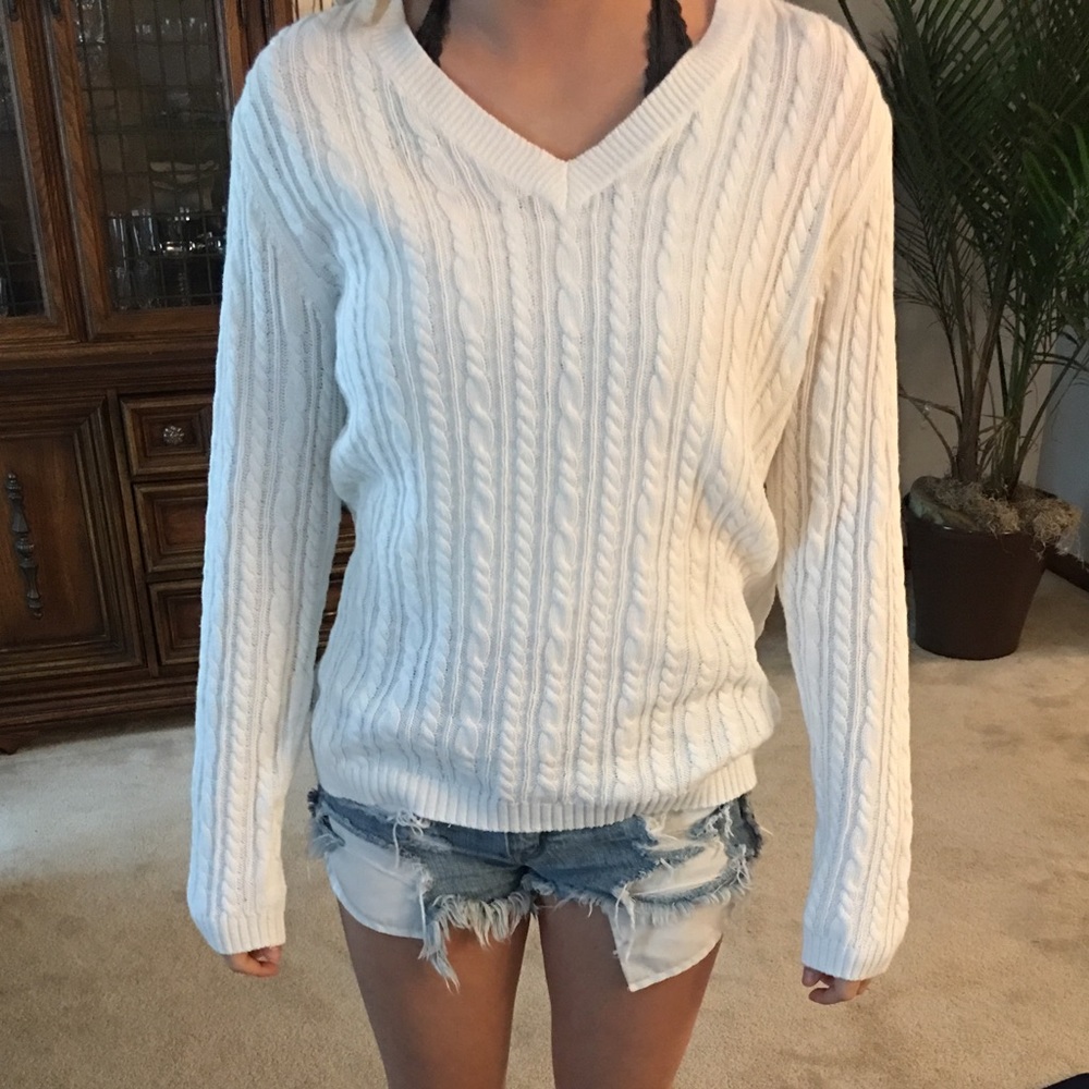 White patterned sweater