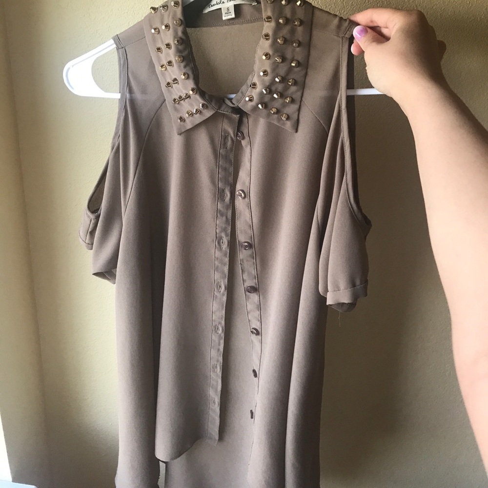 Sheer high-low blouse