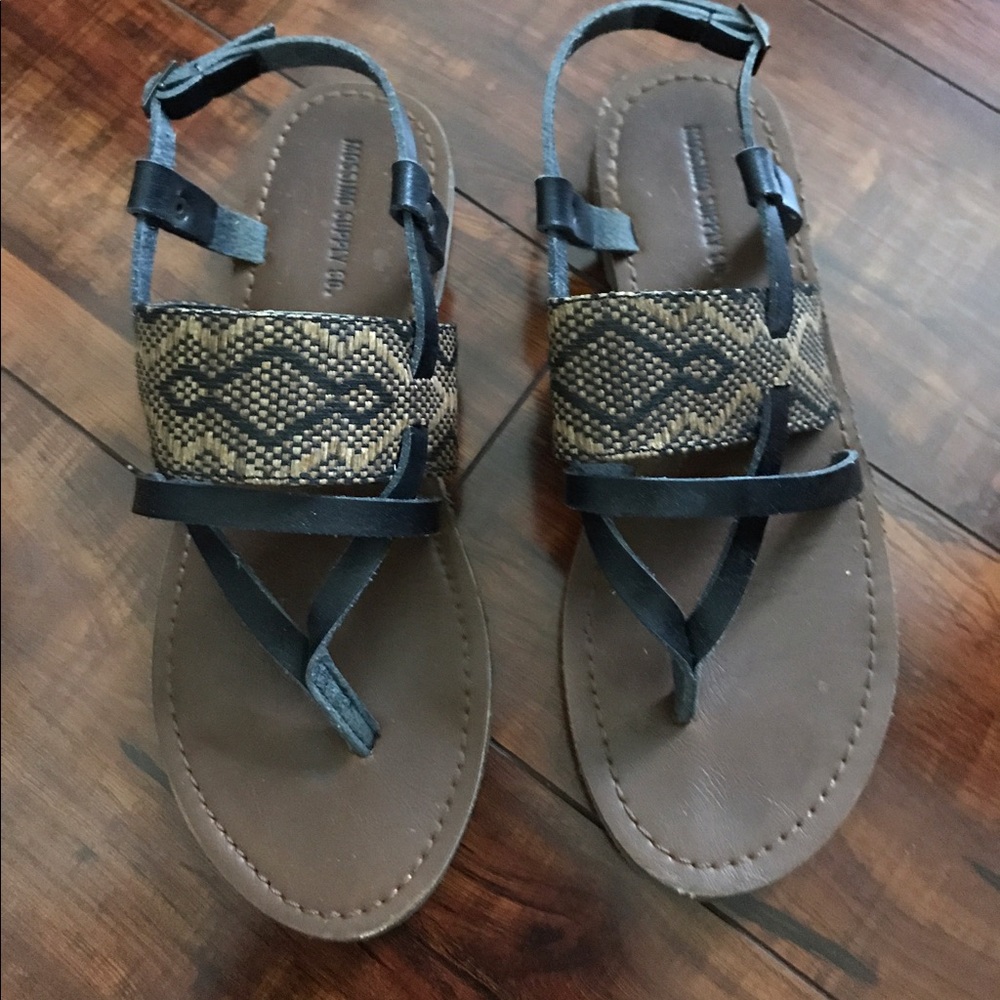 Brown and Black strap sandal Sz 5