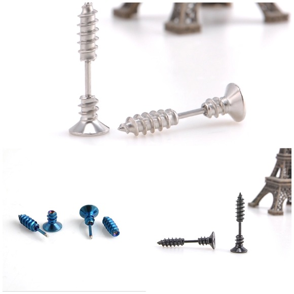 Punk Screw Pierced Biker Earring for Men or Women - Picture 5 of 8