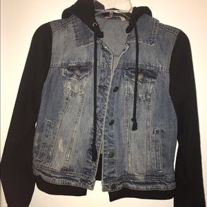 Black and denim hoodie