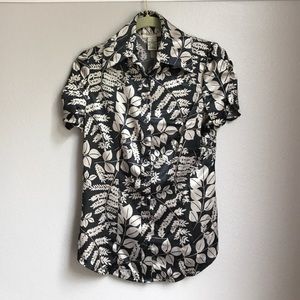 Vertigo Paris black and cream button up top